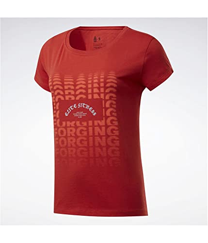 Reebok Womens Forging Elite Fitness Graphic T-Shirt, Red, X-Small