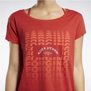 Reebok Womens Forging Elite Fitness Graphic T-Shirt, Red, X-Small