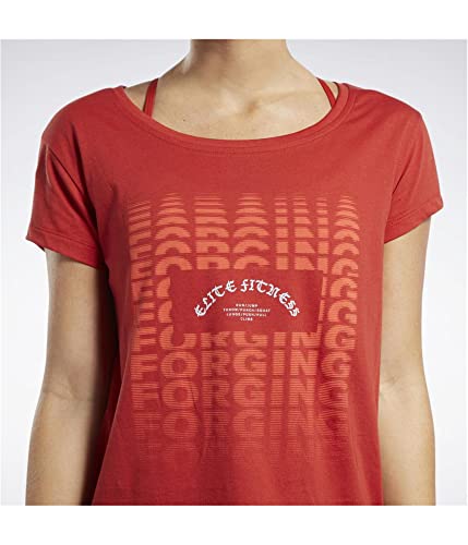 Reebok Womens Forging Elite Fitness Graphic T-Shirt, Red, X-Small