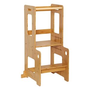 abovehill kids step stool natural toddler kitchen standing study stool 3 height adjustable auxiliary tower toddler stool for kitchen counter