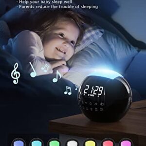 4-in-1 White Noise Sound Machine + Night Light for Kids Baby Adults, 42 Natural Soothing Sounds for Sleeping, Auto-Off Timer, Dual Alarm Clock for Bedroom Office Home, 16 Volume, 2 USB Charger Ports