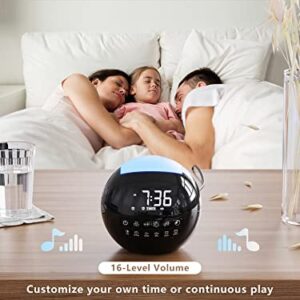 4-in-1 White Noise Sound Machine + Night Light for Kids Baby Adults, 42 Natural Soothing Sounds for Sleeping, Auto-Off Timer, Dual Alarm Clock for Bedroom Office Home, 16 Volume, 2 USB Charger Ports