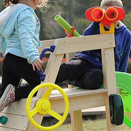 Steering Wheel, Plastic Outdoor Kids Steering Wheel Attachment,Playground Swing Set for Kids Outdoor Playhouse, Treehouse, Backyard Playset Or Swingset (Yellow), Steering Wheel, Plastic Outdoor