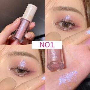 Aolailiya 5pcs Liquid Glitter Eyeshadow Set, Sparkling Metallic High Pigmented Glitter Eye Shadow Korean Makeup, Long Lasting, Quick Drying, Loose Glitter Glue for Eye Crystals Makeup