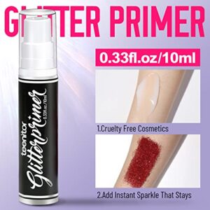 Glitter,Teenitor Holographic Glitter with Glitter Primer, Fine Glitter, Glitter for Crafts Nail Eye Hair Body Face Cosmetic, Laser Red