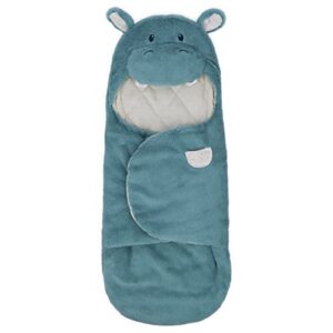 gund baby oh so snuggly hippo blanket wrap, plush hooded baby blanket wrap for newborns, blue/cream, 26”