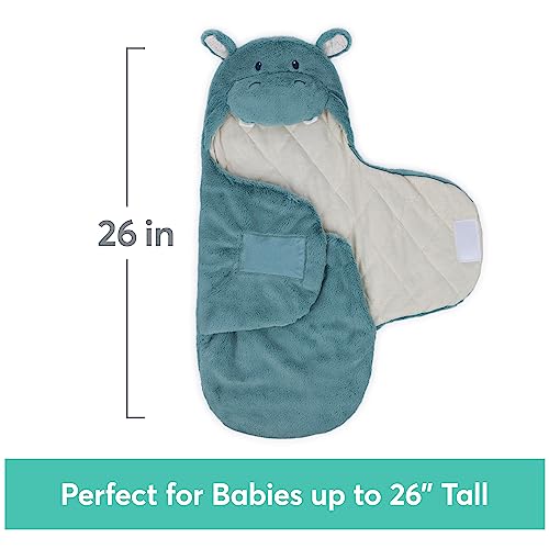 GUND Baby Oh So Snuggly Hippo Blanket Wrap, Plush Hooded Baby Blanket Wrap for Newborns, Blue/Cream, 26”