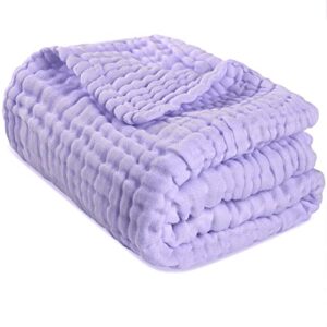hardnok muslin swaddle blanket 6 layer gauze, super soft swaddle wrap blanket/bath towel/nursing cover/bed blankets for boys girls as shower gift (1, noble purple)