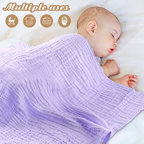 HardNok Muslin Swaddle Blanket 6 Layer Gauze, Super Soft Swaddle Wrap Blanket/Bath Towel/Nursing Cover/Bed Blankets for Boys Girls as Shower Gift (1, Noble Purple)