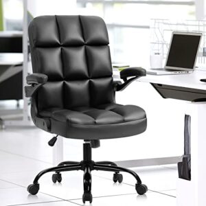 seatzone executive office chair black leather computer desk chair with flip armrest desk chairs with wheels swivel chair adjustable backward tilt office chairs