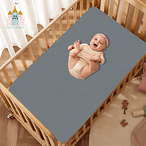 Cute Castle Baby Waterproof Crib Mattress Protector, 28x52 Inch (Pack of 2), Dark Grey