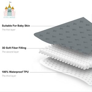 Cute Castle Baby Waterproof Crib Mattress Protector, 28x52 Inch (Pack of 2), Dark Grey