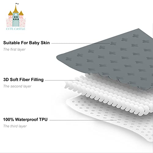 Cute Castle Baby Waterproof Crib Mattress Protector, 28x52 Inch (Pack of 2), Dark Grey