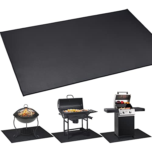 Cvtayn Large Under Grill Mat 60 ×42 Inch for Outdoor Charcoal, Smokers, Gas Grills, Deck and Patio Protective Mats, Fireproof Grill Pads, Indoor Fireplace Mat Prevents Ember Damage Wood Floor