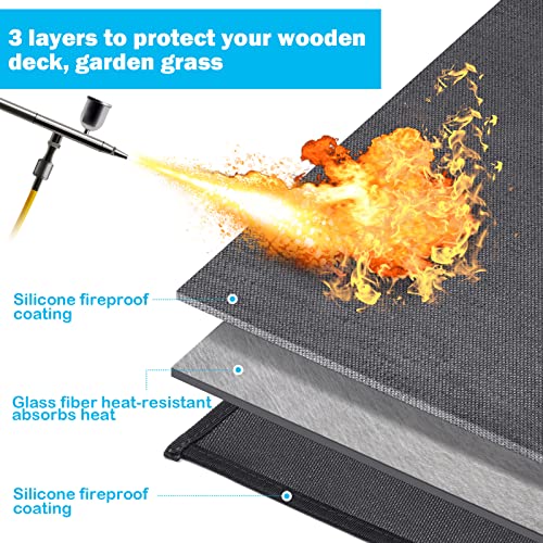 Cvtayn Large Under Grill Mat 60 ×42 Inch for Outdoor Charcoal, Smokers, Gas Grills, Deck and Patio Protective Mats, Fireproof Grill Pads, Indoor Fireplace Mat Prevents Ember Damage Wood Floor