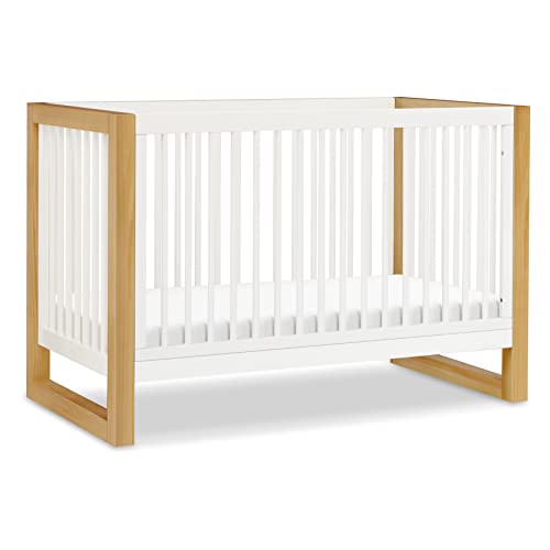 NAMESAKE Nantucket 3-in-1 Convertible Crib with Toddler Bed Conversion Kit in Warm White and Honey, Greenguard Gold Certified (M23301RWHY)