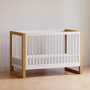 NAMESAKE Nantucket 3-in-1 Convertible Crib with Toddler Bed Conversion Kit in Warm White and Honey, Greenguard Gold Certified (M23301RWHY)