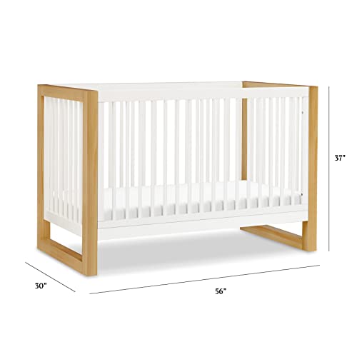 NAMESAKE Nantucket 3-in-1 Convertible Crib with Toddler Bed Conversion Kit in Warm White and Honey, Greenguard Gold Certified (M23301RWHY)