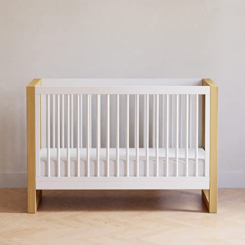 NAMESAKE Nantucket 3-in-1 Convertible Crib with Toddler Bed Conversion Kit in Warm White and Honey, Greenguard Gold Certified (M23301RWHY)