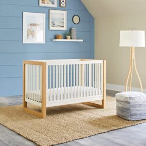 NAMESAKE Nantucket 3-in-1 Convertible Crib with Toddler Bed Conversion Kit in Warm White and Honey, Greenguard Gold Certified (M23301RWHY)