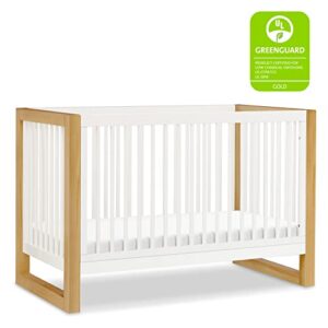 NAMESAKE Nantucket 3-in-1 Convertible Crib with Toddler Bed Conversion Kit in Warm White and Honey, Greenguard Gold Certified (M23301RWHY)