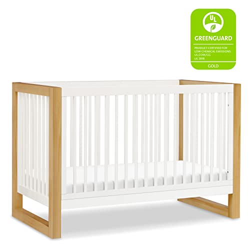 NAMESAKE Nantucket 3-in-1 Convertible Crib with Toddler Bed Conversion Kit in Warm White and Honey, Greenguard Gold Certified (M23301RWHY)