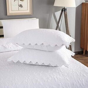 Brandream Quilt Bedding Set White Quilts Set Queen King Size Scalloped Coverlet Set Farmhouse Comforter Bedding Set