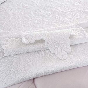 Brandream Quilt Bedding Set White Quilts Set Queen King Size Scalloped Coverlet Set Farmhouse Comforter Bedding Set