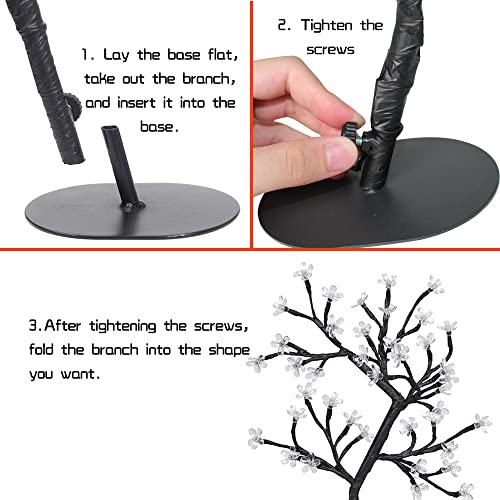 pete mici Cherry Blossom Tree Lights 17 inch 40LED Tabletop Bonsai Tree Lights USB Powered Cherry Blossom Flower Lamp Fairy Light Tree for Bedroom Home Decoration (Warm White)