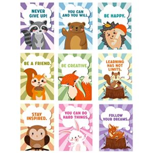 9 pcs woodland nursery decor cute safari room decor animals inspirational quote be brave posters for girls boys baby kids room decoration, 10 x 14 inch