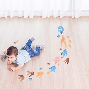 Fumete 48 Pcs Watercolor Dinosaur Footprints Floor Decals Dinosaur Tracks Wall Decals Peel and Stick Dinosaur Track Stickers Removable Vinyl Footprints Wall Decal for Baby Nursery Bedroom Home Decor