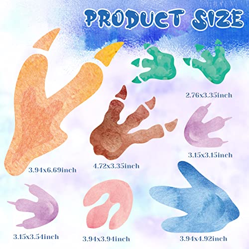 Fumete 48 Pcs Watercolor Dinosaur Footprints Floor Decals Dinosaur Tracks Wall Decals Peel and Stick Dinosaur Track Stickers Removable Vinyl Footprints Wall Decal for Baby Nursery Bedroom Home Decor