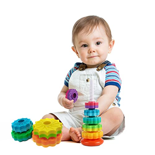 LBAIBB (1 PCS Spinning Stacking Toys,Spin Toys for Toddlers 1-3,Strong ABS Plastic,Rainbow Spin Tower,Autism Spin Stack Toys,Suitable for Gifts for Boys and Girls