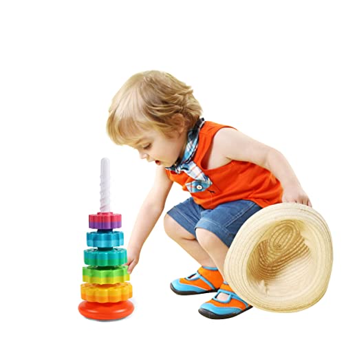 LBAIBB (1 PCS Spinning Stacking Toys,Spin Toys for Toddlers 1-3,Strong ABS Plastic,Rainbow Spin Tower,Autism Spin Stack Toys,Suitable for Gifts for Boys and Girls