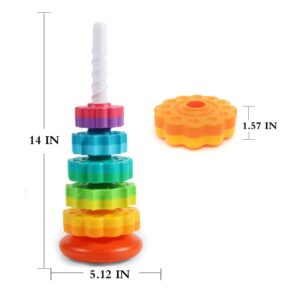 LBAIBB (1 PCS Spinning Stacking Toys,Spin Toys for Toddlers 1-3,Strong ABS Plastic,Rainbow Spin Tower,Autism Spin Stack Toys,Suitable for Gifts for Boys and Girls