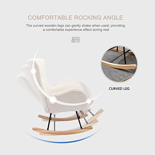 Virabit Small Rocking Chair Nursery, Modern Glider Rocker Armchair for Baby Nursery, Comfy Accent Glider Chair for Nursery, Living Room, Bedroom (Beige)