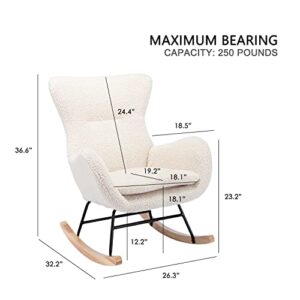 Virabit Small Rocking Chair Nursery, Modern Glider Rocker Armchair for Baby Nursery, Comfy Accent Glider Chair for Nursery, Living Room, Bedroom (Beige)