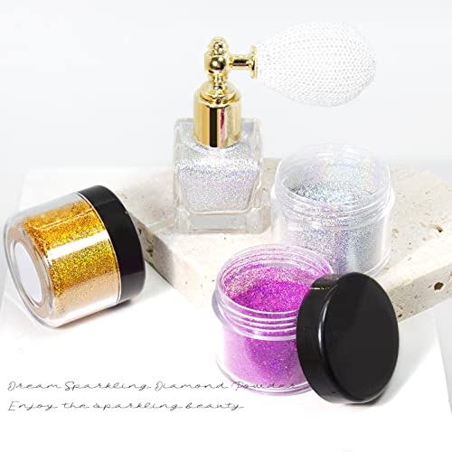 NewBang Body Glitter Spray,Sliver Gold Pink Glitter Powder,Shimmer Highlighter Loose Powder Glitter Makeup for Body Face Hair Clothes Nail Art Craft Design 3 Colors-with 1 Empty Spray Bottle