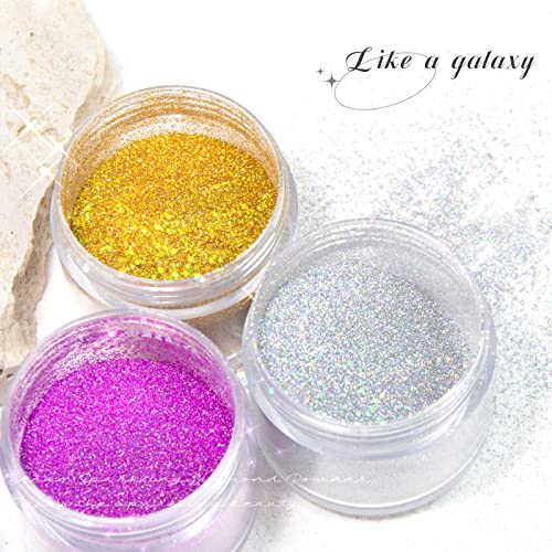 NewBang Body Glitter Spray,Sliver Gold Pink Glitter Powder,Shimmer Highlighter Loose Powder Glitter Makeup for Body Face Hair Clothes Nail Art Craft Design 3 Colors-with 1 Empty Spray Bottle