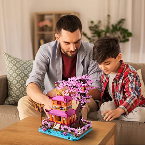 Kadablk Architecture Dream Flower Building Block,Japan Sakura Tree House Construction Set,1810PCS for Adults & Kids,Mirco Blocks Model Set,Creator Blocks,Mini DIY STEM Toys,Assembly Toys