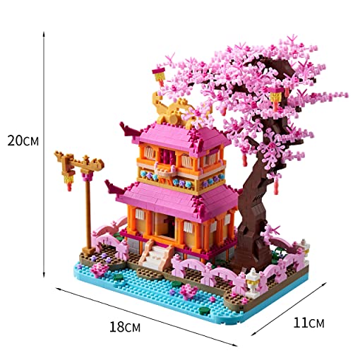 Kadablk Architecture Dream Flower Building Block,Japan Sakura Tree House Construction Set,1810PCS for Adults & Kids,Mirco Blocks Model Set,Creator Blocks,Mini DIY STEM Toys,Assembly Toys