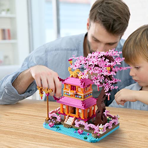 Kadablk Architecture Dream Flower Building Block,Japan Sakura Tree House Construction Set,1810PCS for Adults & Kids,Mirco Blocks Model Set,Creator Blocks,Mini DIY STEM Toys,Assembly Toys