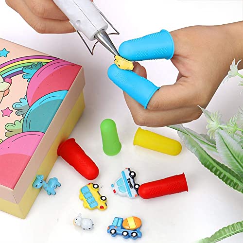 InfantLY Bright 3Pcs/Set Silicone Hot Glue Gun Finger Cover Caps, Protectors Silicon Gloves Rubber Tips Pads with Assorted Sizes for Knitting Sewing Adhesives Scrapbooking Craft Ironing