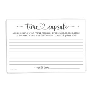 m&h invites time capsule cards 1st birthday or baby shower (50 count) game activity - heart script design