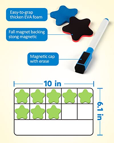 Coogam Magnetic Ten-Frame Set, Math Manipulative EVA Number Counting Games, Montessori Educational Toy Gift for Kindergarten Classroom Kids 3 4 5 Year Old