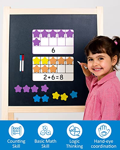 Coogam Magnetic Ten-Frame Set, Math Manipulative EVA Number Counting Games, Montessori Educational Toy Gift for Kindergarten Classroom Kids 3 4 5 Year Old