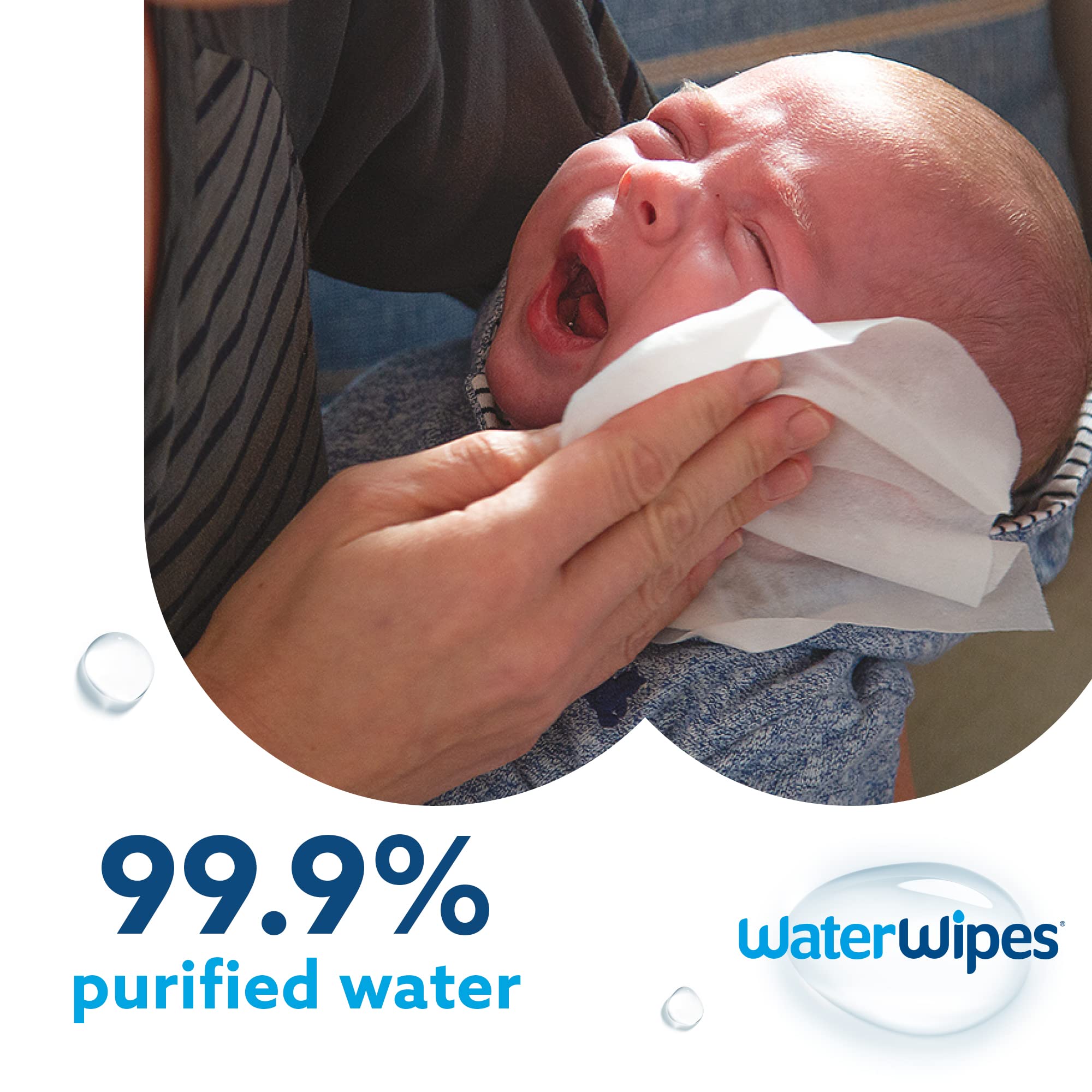 WaterWipes Plastic-Free Original Baby Wipes, 99.9% Water Based Wipes, Unscented & Hypoallergenic for Sensitive Skin, 300 Count (5 packs), Packaging May Vary