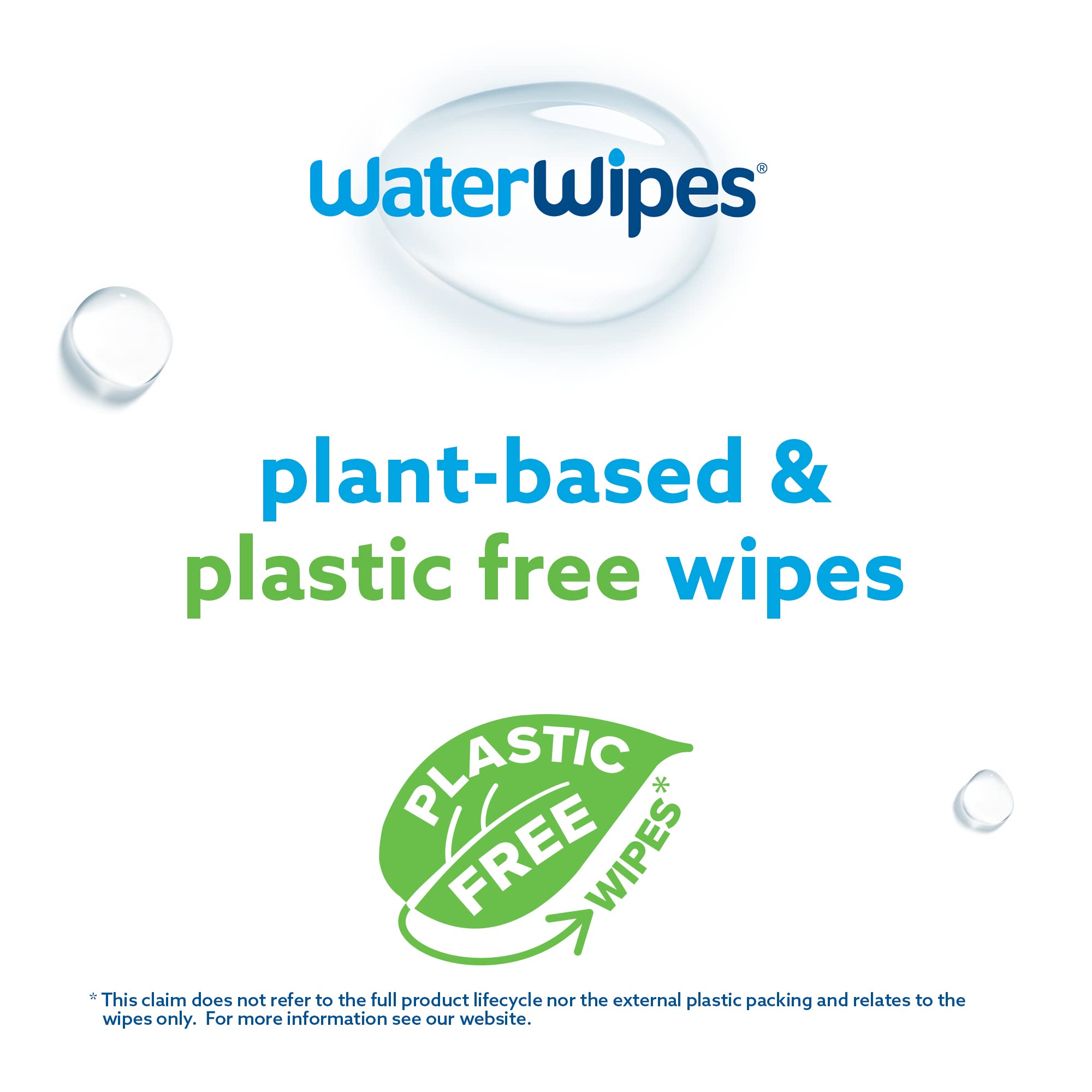 WaterWipes Plastic-Free Original Baby Wipes, 99.9% Water Based Wipes, Unscented & Hypoallergenic for Sensitive Skin, 300 Count (5 packs), Packaging May Vary