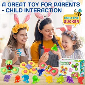 Suction Cup Spinner Toy for Baby - 12 Pcs Window Toys for Toddlers 1-3 Year Old Sucker Toys Airplane Travel Baby Spinning Toys for Babies Suction Bath Toys Gift for 1-2 Year Old