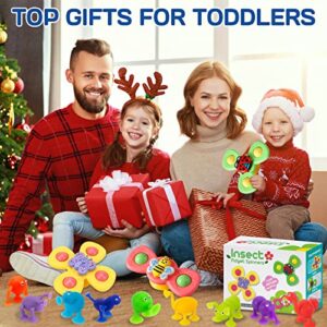 Suction Cup Spinner Toy for Baby - 12 Pcs Window Toys for Toddlers 1-3 Year Old Sucker Toys Airplane Travel Baby Spinning Toys for Babies Suction Bath Toys Gift for 1-2 Year Old